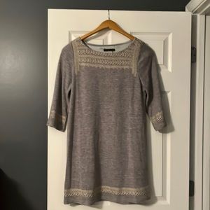THML Gray Midi Dress with Cream Accents